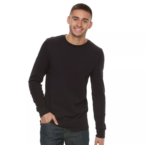 NWT Black M Men's Urban Pipeline Long Sleeve Thermal T-Shirt Tee Top - Picture 1 of 5
